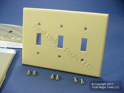 Leviton 80511-I Ivory 3-Gang Toggle Switch Midway Plastic Wallplate Covers 10pcs