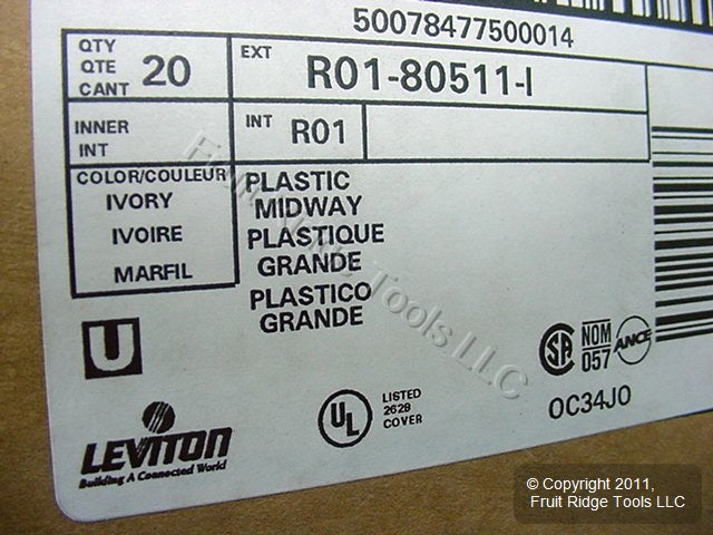Leviton 80511-I Ivory 3-Gang Toggle Switch Plastic Midway Wallplate Covers 20pcs