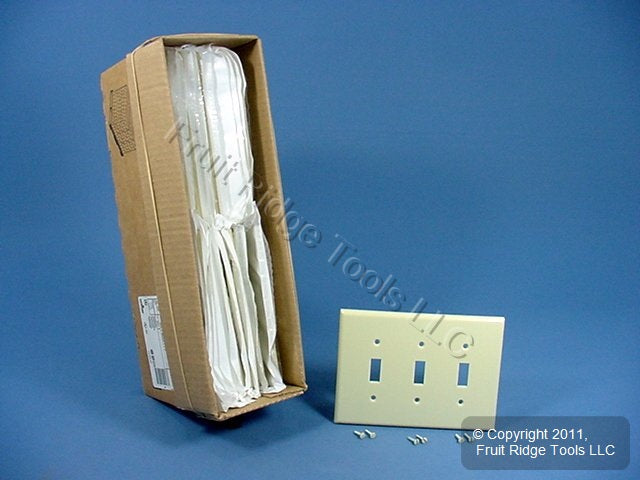 Leviton 80511-I Ivory 3-Gang Toggle Switch Plastic Midway Wallplate Covers 20pcs
