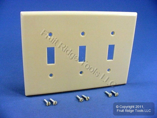 Leviton 80511-I Ivory 3-Gang Toggle Switch Plastic Midway Wallplate Cover Plate