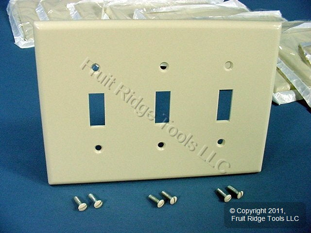 Leviton 80511-T Light Almond 3-Gang Toggle Plastic Midway Wallplate Cover 10pcs