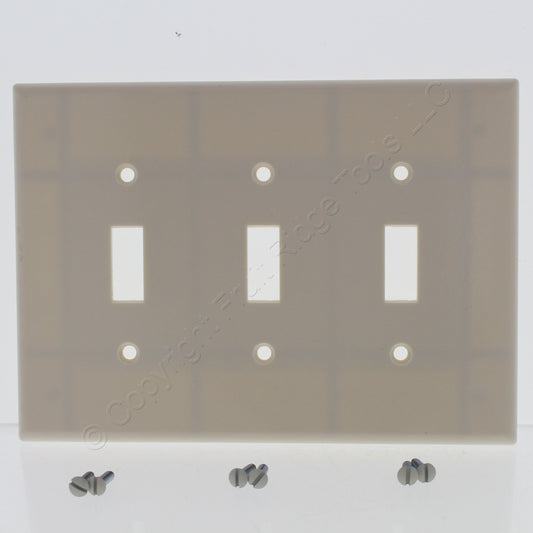 Leviton 80511-T Light Almond 3-Gang Toggle Switch Plastic Midway Wallplate Cover