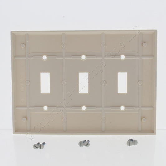 Leviton 80511-T Light Almond 3-Gang Toggle Switch Plastic Midway Wallplate Cover