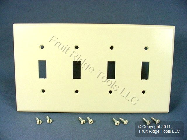 Leviton 80512-A Almond 4-Gang Toggle Switch Plastic Midway Wallplate Cover Plate