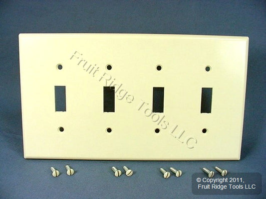 Leviton 80512-A Almond 4-Gang Toggle Switch Plastic Midway Wallplate Cover Plate