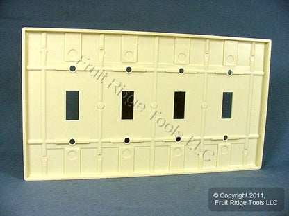 Leviton 80512-A Almond 4-Gang Toggle Switch Plastic Midway Wallplate Cover Plate