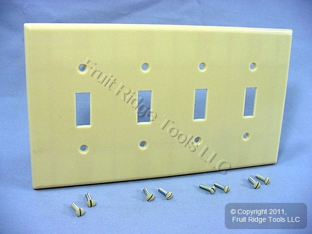 Leviton 80512-I Ivory 4-Gang Toggle Switch Plastic Midway Wallplate Cover Plate