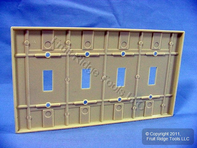 Leviton 80512-I Ivory 4-Gang Toggle Switch Plastic Midway Wallplate Cover Plate