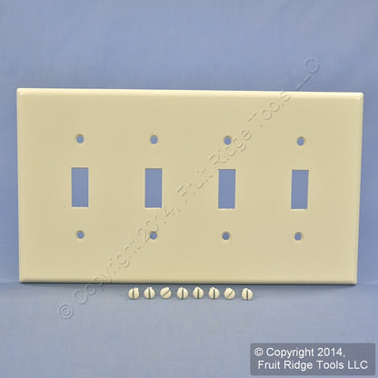 Leviton 80512-T Light Almond 4-Gang Toggle Switch Plastic Midway Wallplate Cover