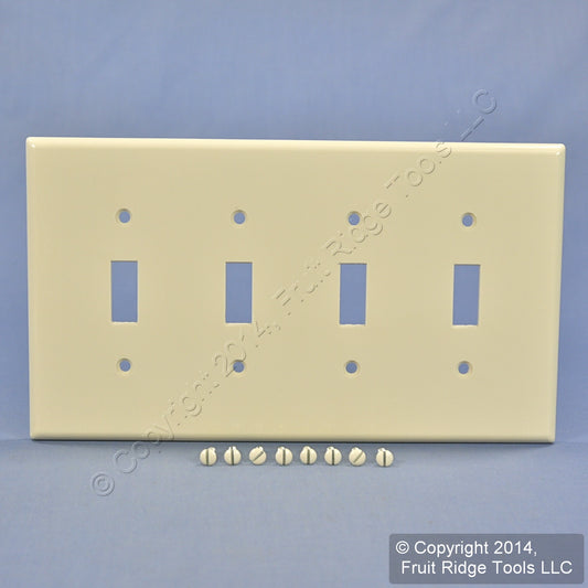 Leviton 80512-T Light Almond 4-Gang Toggle Switch Plastic Midway Wallplate Cover