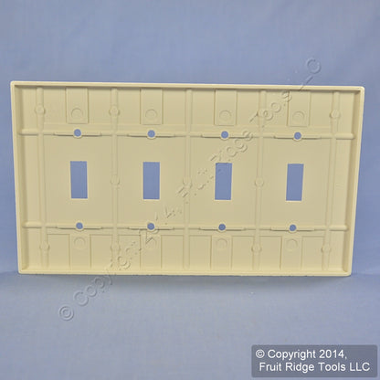 Leviton 80512-T Light Almond 4-Gang Toggle Switch Plastic Midway Wallplate Cover