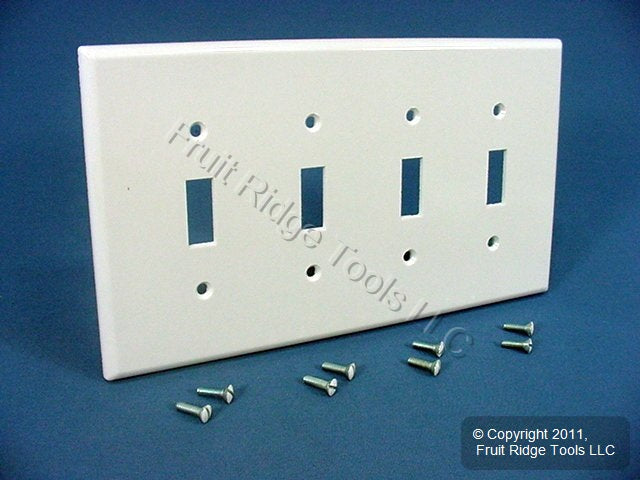 Leviton 80512-W White 4-Gang Toggle Switch Plastic Midway Wallplate Cover Plate