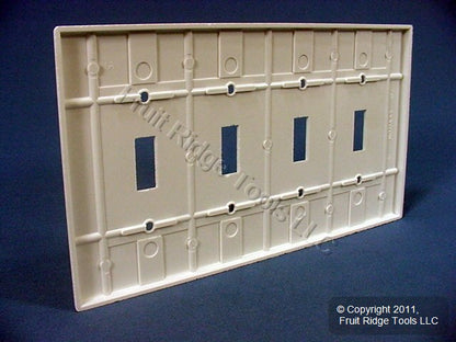 Leviton 80512-W White 4-Gang Toggle Switch Plastic Midway Wallplate Cover Plate