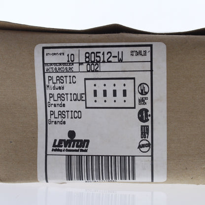 Leviton 80512-W White Midway 4Gang Toggle Switch Cover Plastic Wallplate 10-Pack