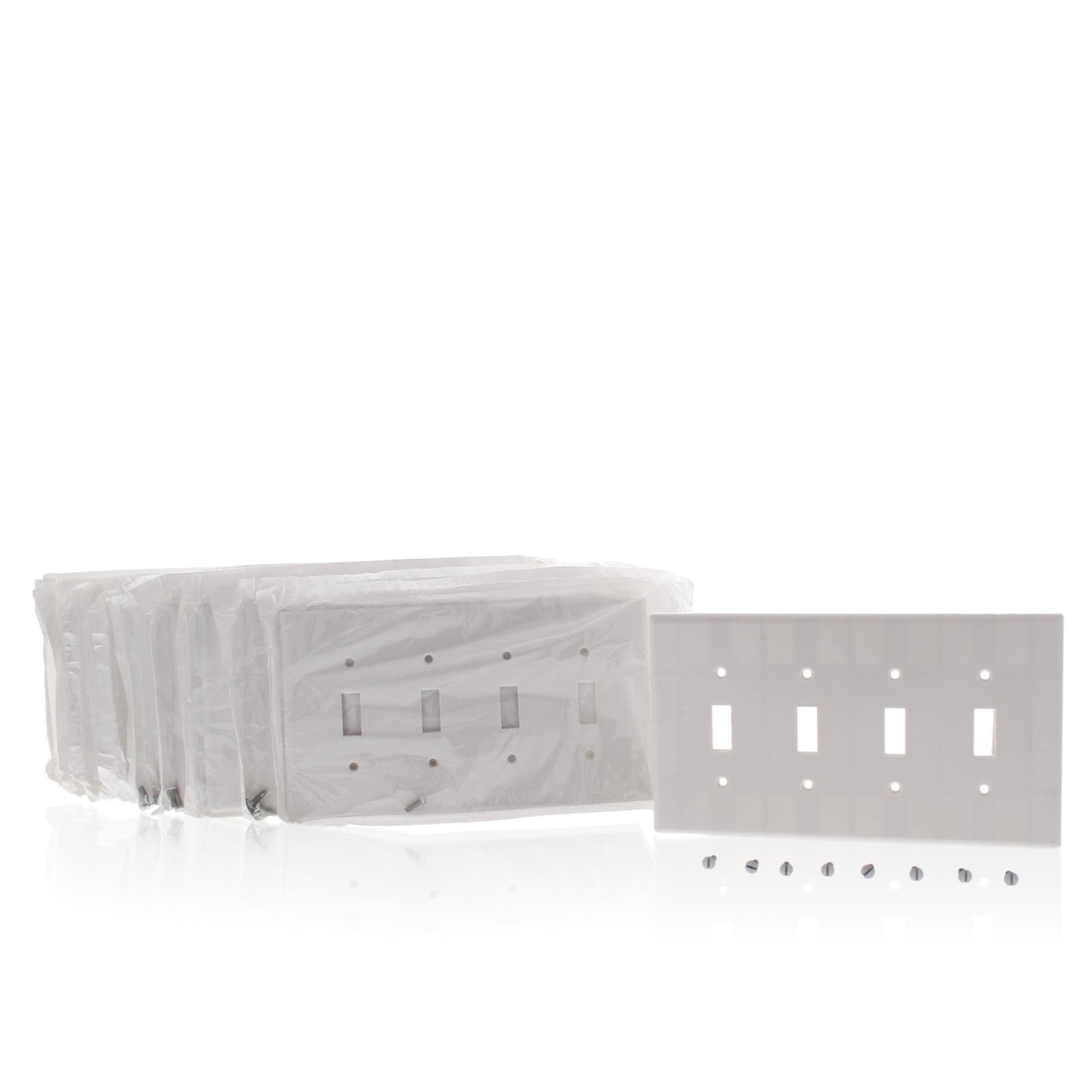 Leviton 80512-W White Midway 4Gang Toggle Switch Cover Plastic Wallplate 10-Pack