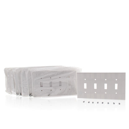 Leviton 80512-W White Midway 4Gang Toggle Switch Cover Plastic Wallplate 10-Pack