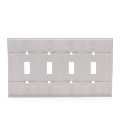Leviton 80512-W White Midway 4Gang Toggle Switch Cover Plastic Wallplate 10-Pack
