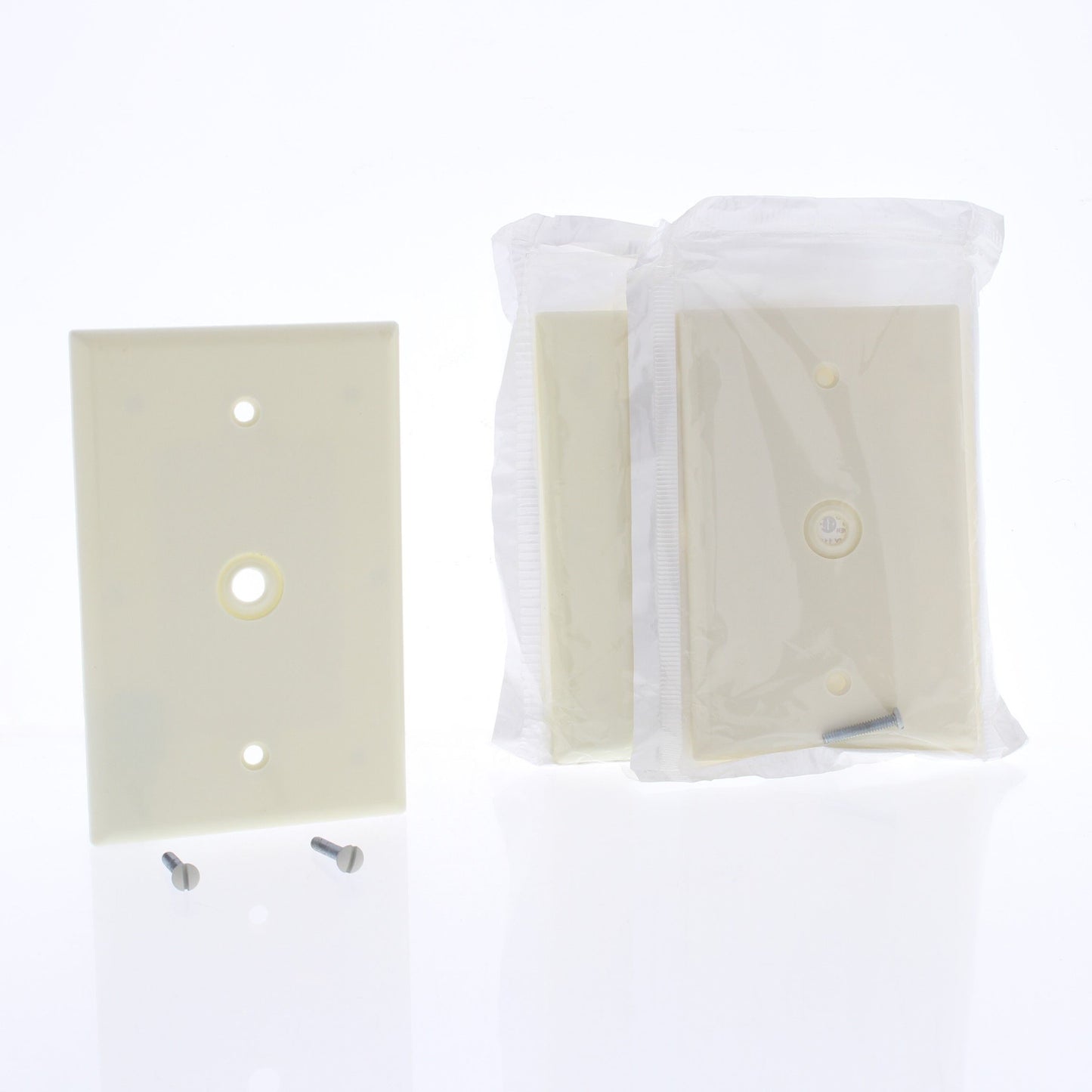 Leviton 80513-A Almond Midway 1-Gang Phone Cable Wallplates .312" Opening 3-Pack