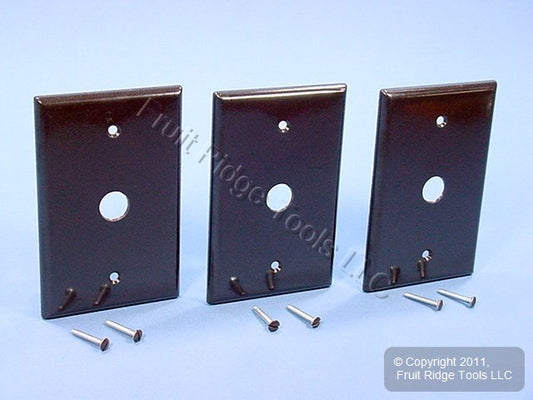 Leviton 80513 Brown 1-Gang Phone .312" Plastic Midway Wallplate Box Mount 3pcs