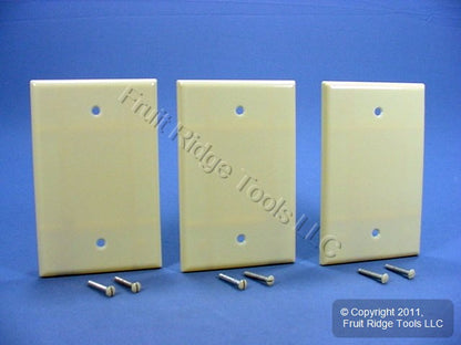 Leviton 80514-I Ivory 1-Gang Blank Plastic Midway Wallplate Cover Box Mount 3pcs