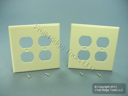 Leviton 80516-A Almond 2-Gang Duplex Outlet Plastic Midway Wallplate Covers 2pcs