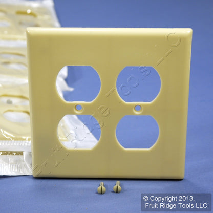 Leviton 80516-I Ivory 2-Gang Duplex Outlet Plastic Midway Wallplate Covers 20pcs