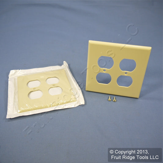 Leviton 80516-I ivory 2-Gang Duplex Outlet Plastic Midway Wallplate Cover 2-pack