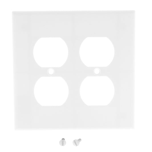 Leviton 80516-W White 2-Gang Duplex Outlet Plastic Midway Wallplate Cover Plate