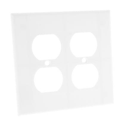 Leviton 80516-W White 2-Gang Duplex Outlet Plastic Midway Wallplate Cover Plate