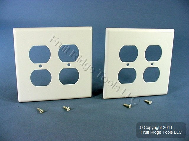 Leviton 80516-W White 2-Gang Duplex Outlet Plastic Midway Wallplate Cover 2-pack