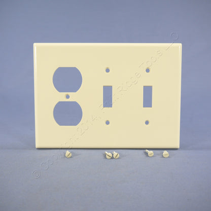Leviton 80521-A Almond 3-Gang Toggle Duplex Outlet Plastic Midway Wallplate