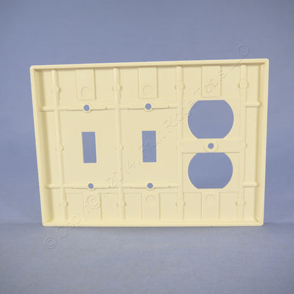 Leviton 80521-A Almond 3-Gang Toggle Duplex Outlet Plastic Midway Wallplate