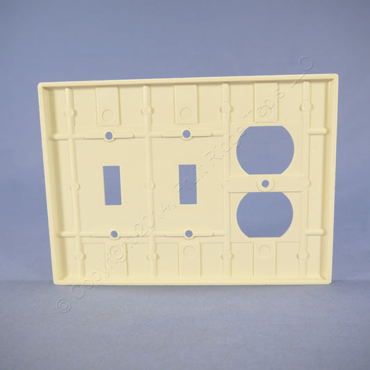 Leviton 80521-A Almond 3-Gang Toggle Duplex Outlet Plastic Midway Wallplate