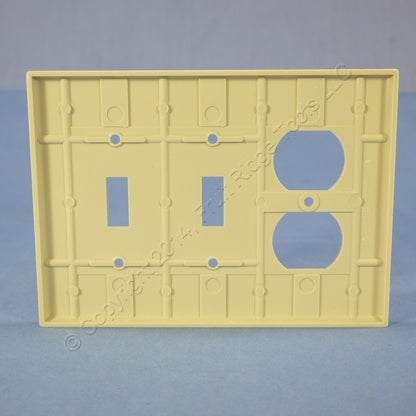 Leviton 80521-I Ivory 3-Gang Toggle Switch Duplex Outlet Midway Wallplate Cover