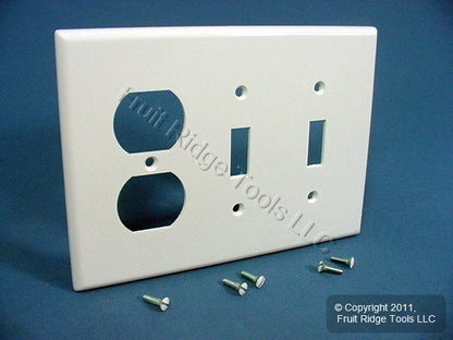Leviton 80521-W White 3-Gang Toggle Switch Duplex Outlet Midway Wallplate Cover