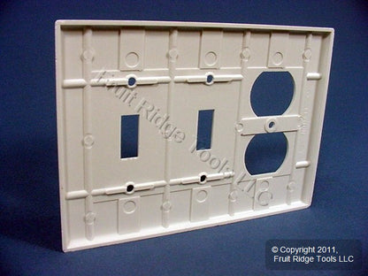 Leviton 80521-W White 3-Gang Toggle Switch Duplex Outlet Midway Wallplate Cover