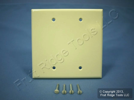 Leviton 80525-A Almond 2-Gang Blank Plastic Midway Wallplate Cover Box Mount