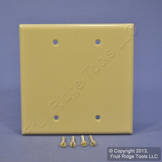 Leviton 80525-I Ivory 2-Gang Blank Plastic Midway Wallplate Cover Box Mount