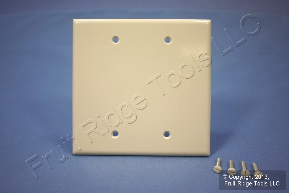 Leviton 80525-T Lt Almond 2-Gang Blank Plastic Midway Wallplate Cover Box Mount