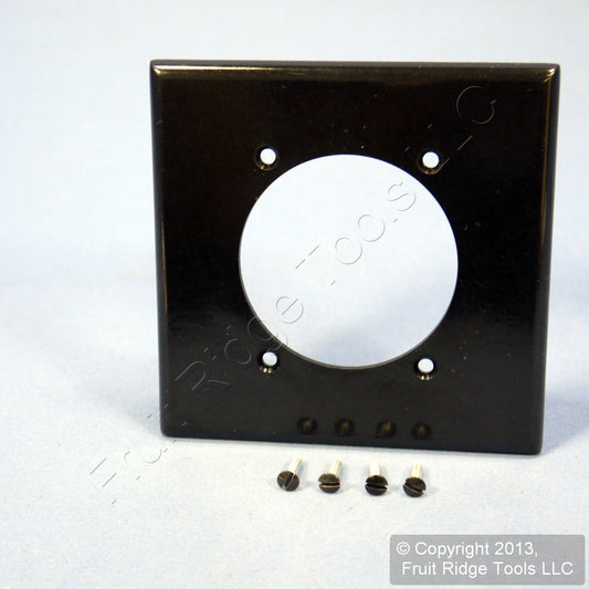 Leviton 80530-E Black 2-Gang Plastic 2.465in Dia. Power Outlet Wallplate Cover