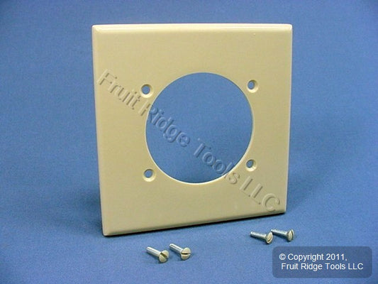 Leviton 80530-I Ivory 2-Gang 2.465in Dia. Power Outlet Plastic Wallplate Cover