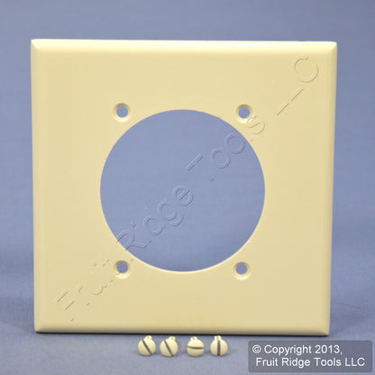 Leviton 80530-T Lt Almond 2-Gang 1- 2.465in Dia. Outlet Plastic Wallplate Cover