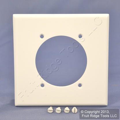 Leviton 80530-W White 2-Gang 2.465in Dia. Power Outlet Plastic Wallplate Cover