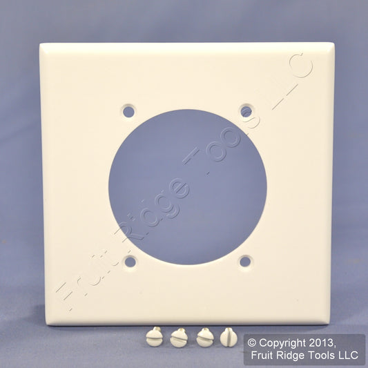 Leviton 80530-W White 2-Gang 2.465in Dia. Power Outlet Plastic Wallplate Cover