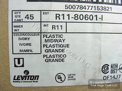 Leviton 80601-I Ivory 1-Gang Decora GFCI Plastic Midway Wallplate Covers 45pcs