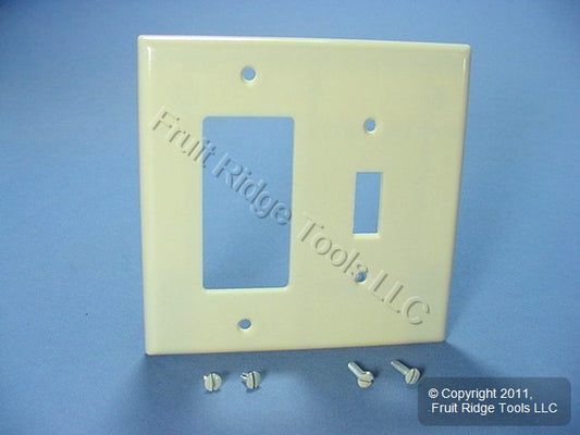 Leviton 80605-I Ivory 2-Gang Toggle Switch Decora Plastic Midway Wallplate Cover