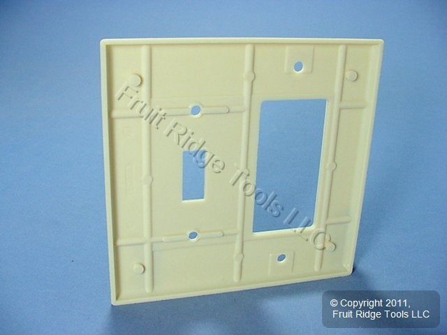 Leviton 80605-I Ivory 2-Gang Toggle Switch Decora Plastic Midway Wallplate Cover