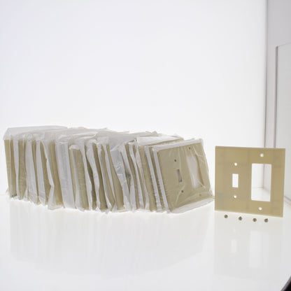 Leviton 80605-I Large Ivory 2-Gang Leviton Decora Switch GFCI Wallplates 25-Pack