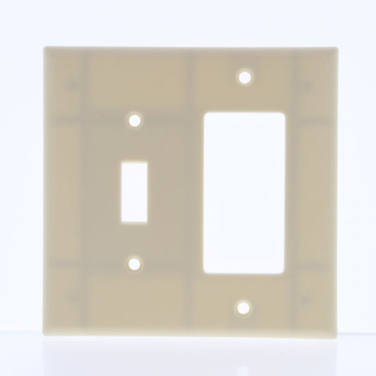 Leviton 80605-I Large Ivory 2-Gang Leviton Decora Switch GFCI Wallplates 25-Pack