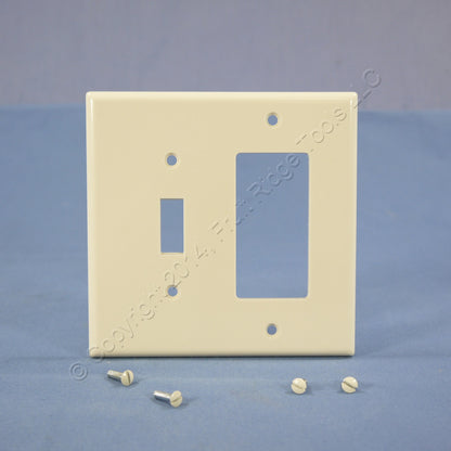 Leviton 80605-T Light Almond 2-Gang Toggle Decora Plastic Midway Wallplate Cover